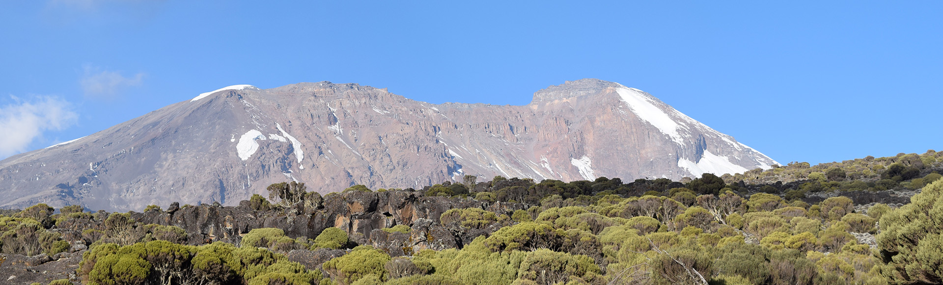 Trekkers on the upper slopes of Mount Kilimanjaro