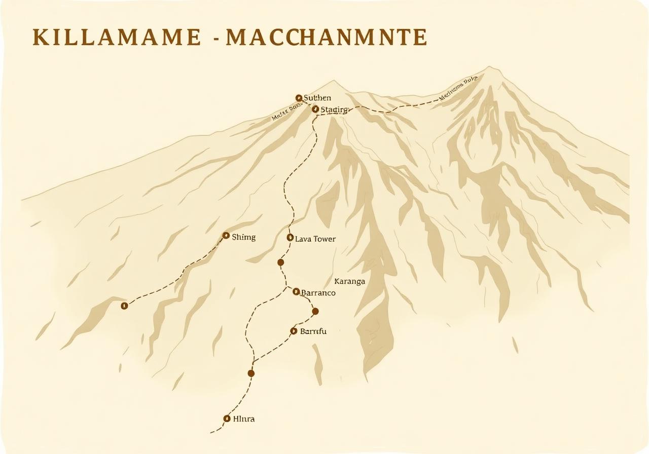 Machame Route — 7 Days trail map